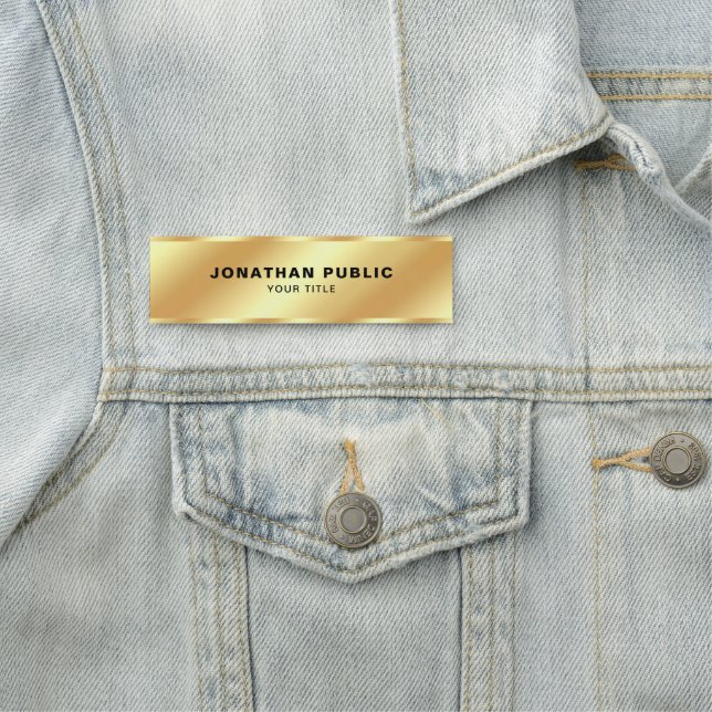 Custom Modern Elegant Template Glamour Gold Name Tag (In Situ)