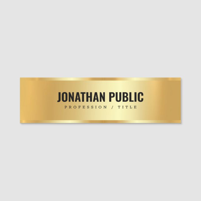 Custom Modern Elegant Template Gold Glamour Name Tag (Front)