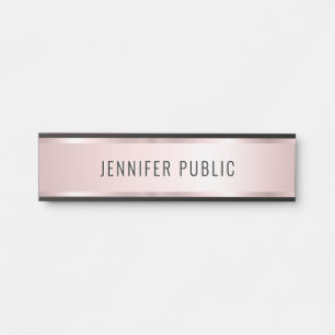 Custom Modern Elegant Template Luxury Rose Gold Door Sign