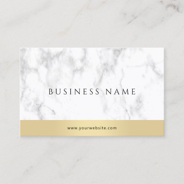 Custom Modern Elegant Template White Marble Gold Business Card (Front)