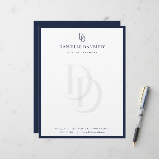 Custom Modern Elegant Wedding Planner  Letterhead (Front/Back In Situ)