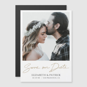 Custom Modern Engagement Save the Date Photo Magnetic Invitation
