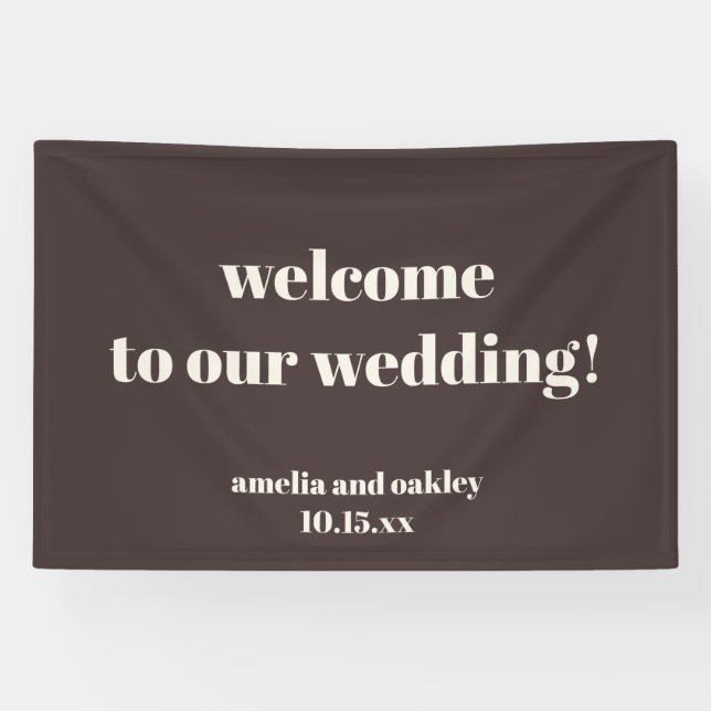 Custom Modern Fall Brown Wedding Custom Welcome Banner (Horizontal)