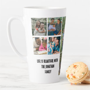 Custom Modern Family 10 Photo Collage Template Latte Mug