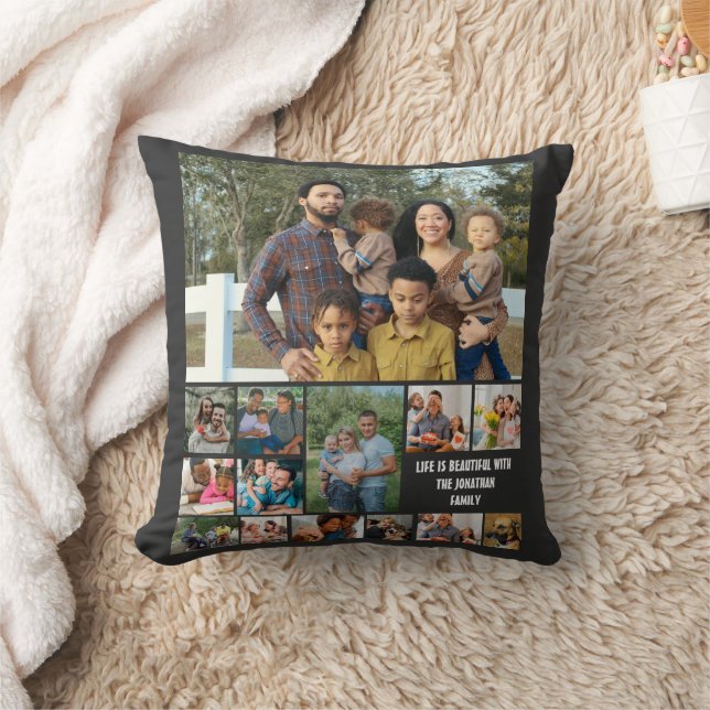 Custom Modern Family 14 Photo Collage Template Cushion (Blanket)