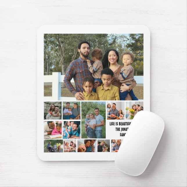 Custom Modern Family 14 Photo Collage Template Mouse Pad (With Mouse)