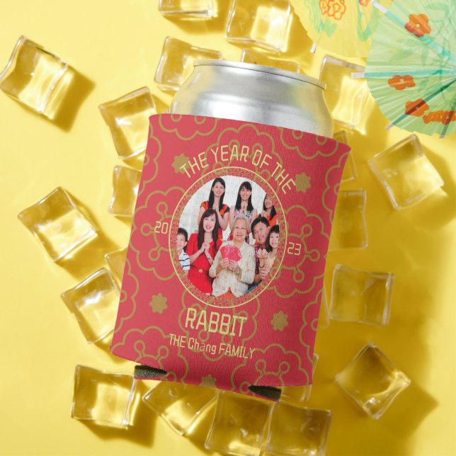 Custom Modern Family Chinese New Year Photo Can Cooler (In Situ Summer)