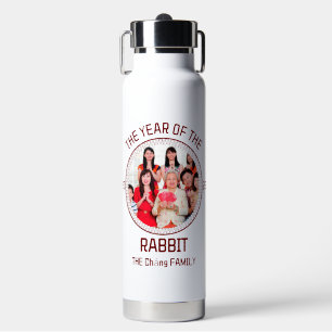Custom Modern Family Chinese New Year Photo Water Bottle