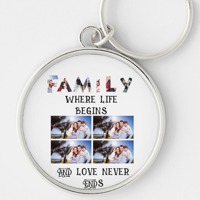 Custom Modern Family Love 10 Photo Collage  Key Ring (Front)