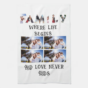 Custom Modern Family Love 10 Photo Collage Tea Towel