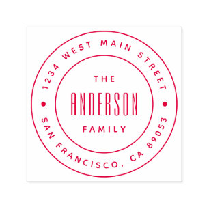 Custom Modern Family Name Round Return Address Self-inking Stamp