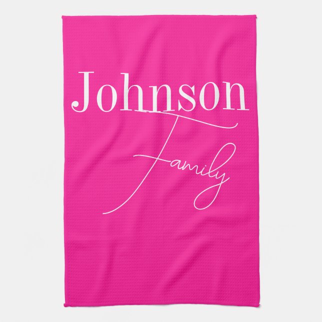 Custom Modern Family Name Tea Towel (Vertical)