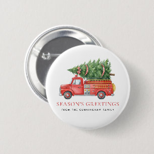 Custom Modern Firefighter Christmas Fire Truck 6 Cm Round Badge