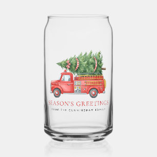 Custom Modern Firefighter Christmas Fire Truck  Can Glass