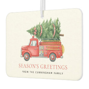 Custom Modern Firefighter Christmas Fire Truck Car Air Freshener