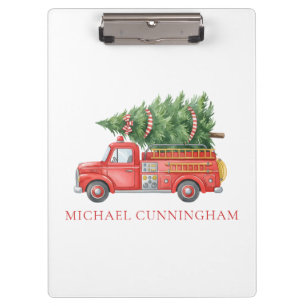 Custom Modern Firefighter Christmas Fire Truck Clipboard