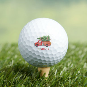 Custom Modern Firefighter Christmas Fire Truck Golf Balls