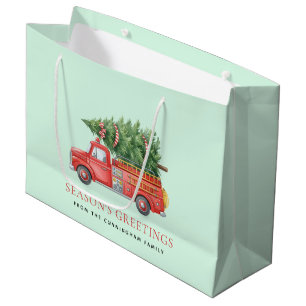 Custom Modern Firefighter Christmas Fire Truck Large Gift Bag