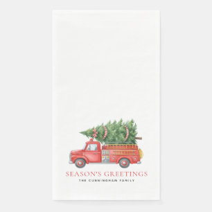 Custom Modern Firefighter Christmas Fire Truck Napkin