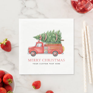 Custom Modern Firefighter Christmas Fire Truck  Napkin