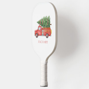 Custom Modern Firefighter Christmas Fire Truck Pickleball Paddle