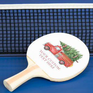 Custom Modern Firefighter Christmas Fire Truck Ping Pong Paddle