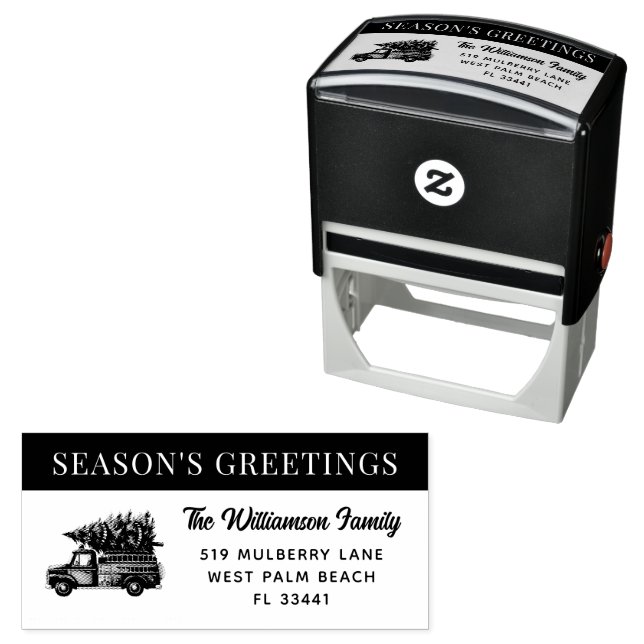 Custom Modern Firefighter Christmas Fire Truck  Self-inking Stamp (In Situ)