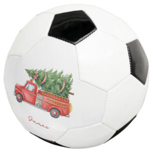 Custom Modern Firefighter Christmas Fire Truck  Soccer Ball