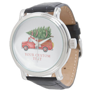 Custom Modern Firefighter Christmas Fire Truck Watch