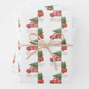 Custom Modern Firefighter Christmas Fire Truck Wrapping Paper Sheet