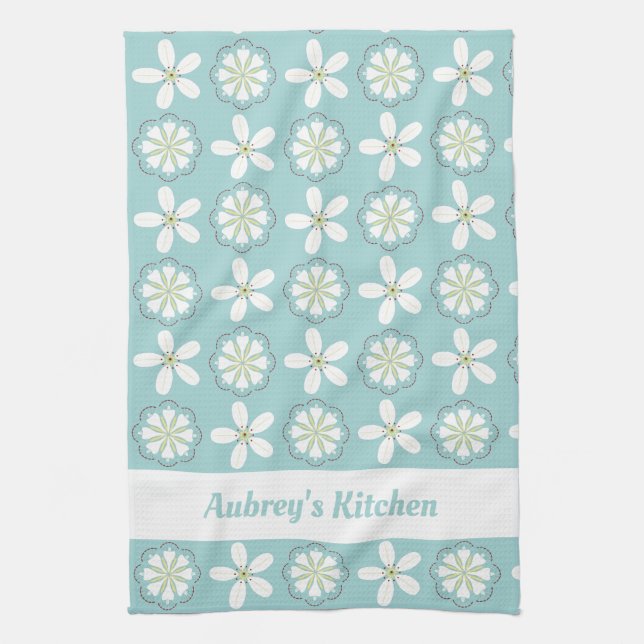Custom Modern Floral Kitchen Towel (Vertical)