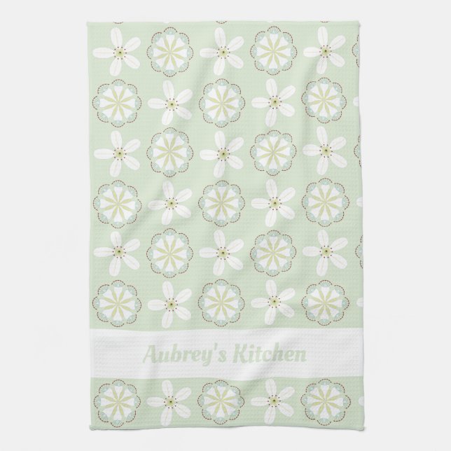Custom Modern Floral Kitchen Towel (Vertical)