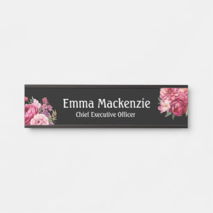 Custom Modern Floral Name Plate Office Door Sign