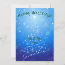 Custom Modern Foil Blue Christmas Holiday Card 