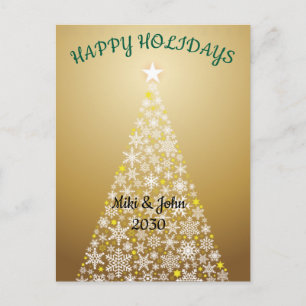 Custom Modern Foil Gold ChristmasHoliday Postcard