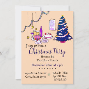Custom Modern Fun Holiday Christmas Pink Invitation
