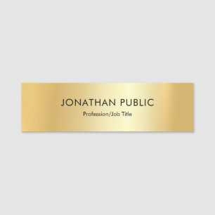 Custom Modern Glamourous Gold Template Rectangle Name Tag
