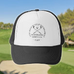 Custom Modern Golf Club Tournament  Trucker Hat<br><div class="desc">These hats are ideal for all golf club tournaments,  featuring a classic wreath and golf ball design. Personalise with the golf tournament name,  club name,  and year. Designed by Thisisnotme©</div>