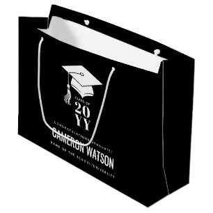 Custom Modern Grad Hat and Tassel Graduation Large Gift Bag
