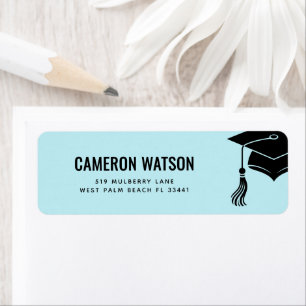 Custom Modern Grad Hat and Tassel Graduation Return Address Label