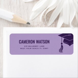 Custom Modern Grad Hat and Tassel Graduation Return Address Label