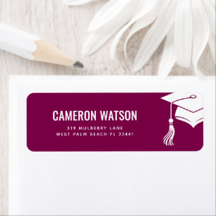 Custom Modern Grad Hat and Tassel Graduation Return Address Label