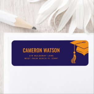 Custom Modern Grad Hat and Tassel Graduation Return Address Label