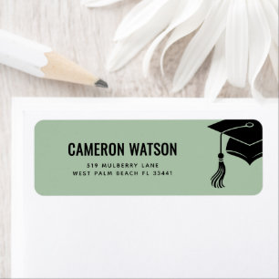 Custom Modern Grad Hat and Tassel Graduation Return Address Label