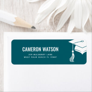 Custom Modern Grad Hat and Tassel Graduation Return Address Label