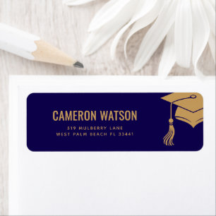 Custom Modern Grad Hat and Tassel Graduation Return Address Label