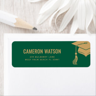 Custom Modern Grad Hat and Tassel Graduation Return Address Label