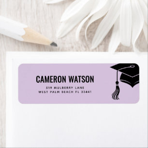 Custom Modern Grad Hat and Tassel Graduation Return Address Label