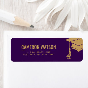 Custom Modern Grad Hat and Tassel Graduation Return Address Label