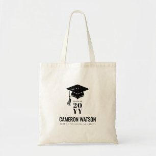 Custom Modern Grad Hat and Tassel Graduation Tote Bag